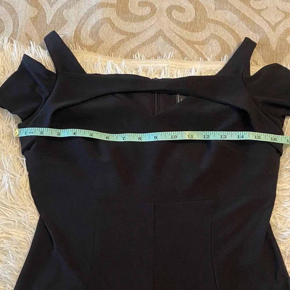 Nightway Black Off Shoulder Wide Leg Jumpsuit Petite 4P Elegant Cocktail Evening - Picture 6 of 9